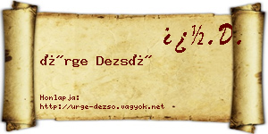 Ürge Dezső névjegykártya